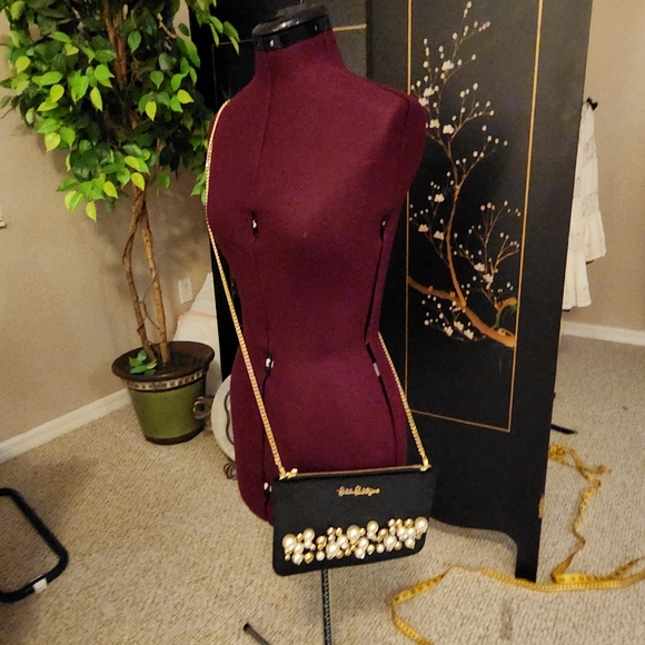 New Lilly Pulitzer Black bag with pearls - Picture 2 of 12